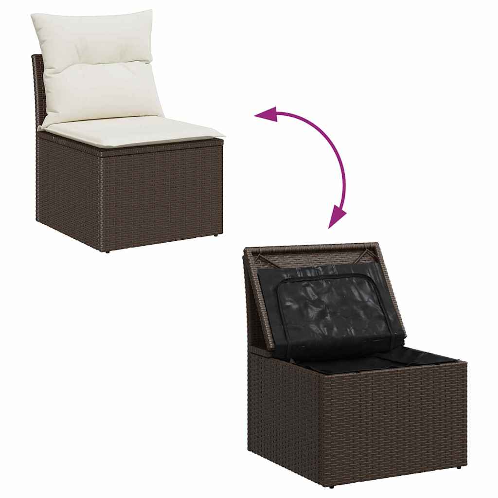 Garten-Sofa-Set mit Speicher 8 pcs Braun Poly Rattan